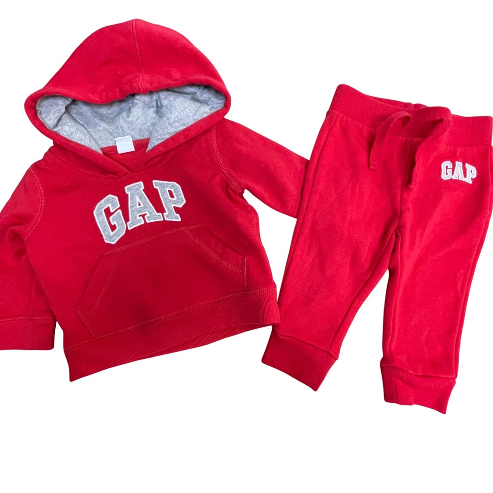 Baby‎ Gap Red Hoodie Sweatshirt Jogger Pants Set 6 12 Months